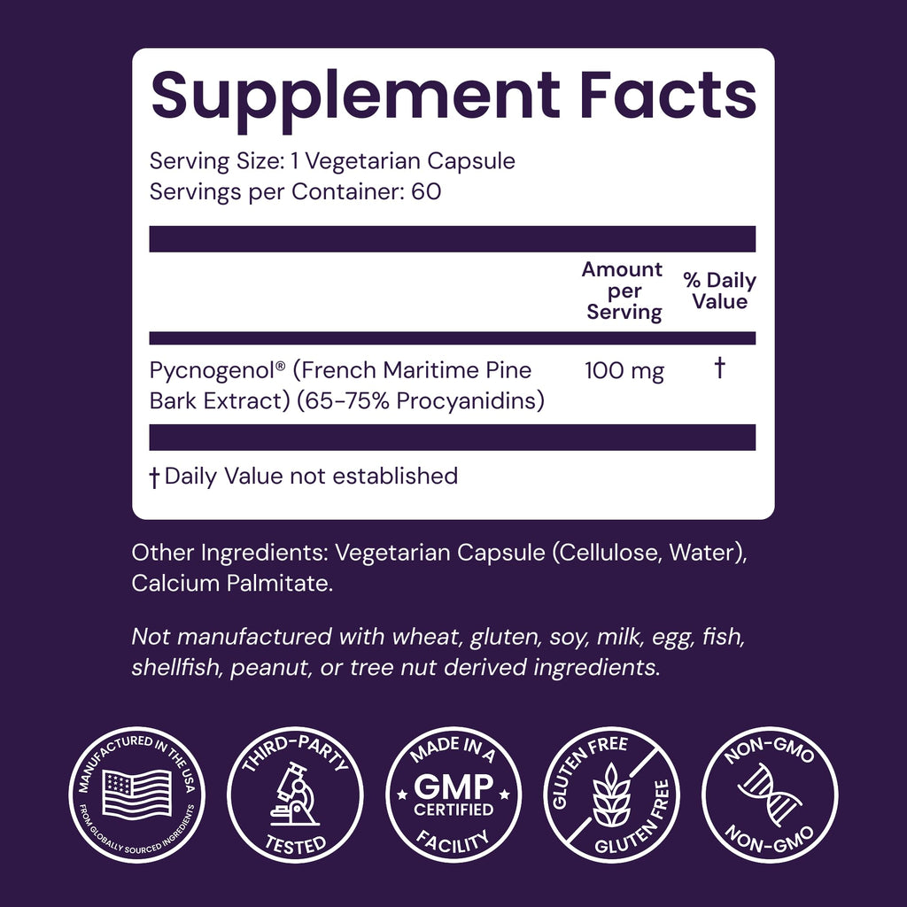 Healthy Origins Pycnogenol Pine Bark 100 mg, 60 Veggie Caps