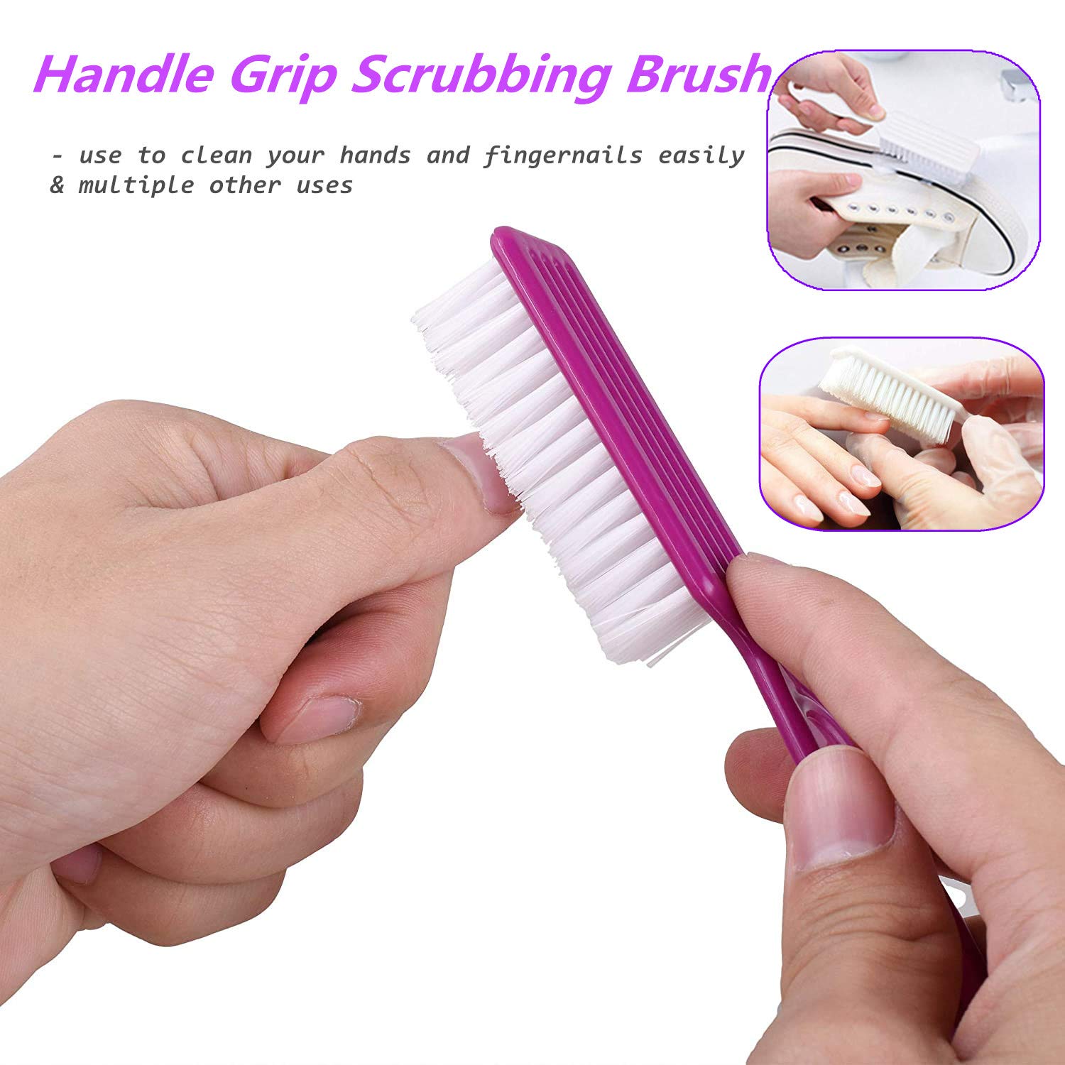 6 Pcs Handle Grip Nail Brush,Nail Cleaning Brushes for Toes and Fingernail