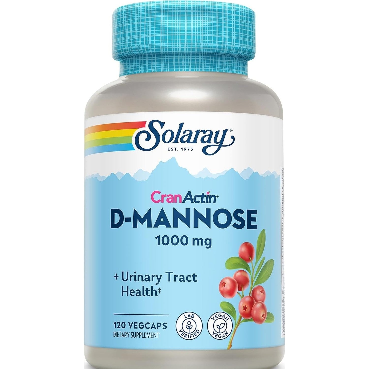 SOLARAY D-Mannose with CranActin Cranberry 400 mg, 60 VegCaps | Urinary Tract & Bladder Support - D-Mannose, CranActin Cranberry & Vitamin C - 30 Servings - Vegan, Lab Verified