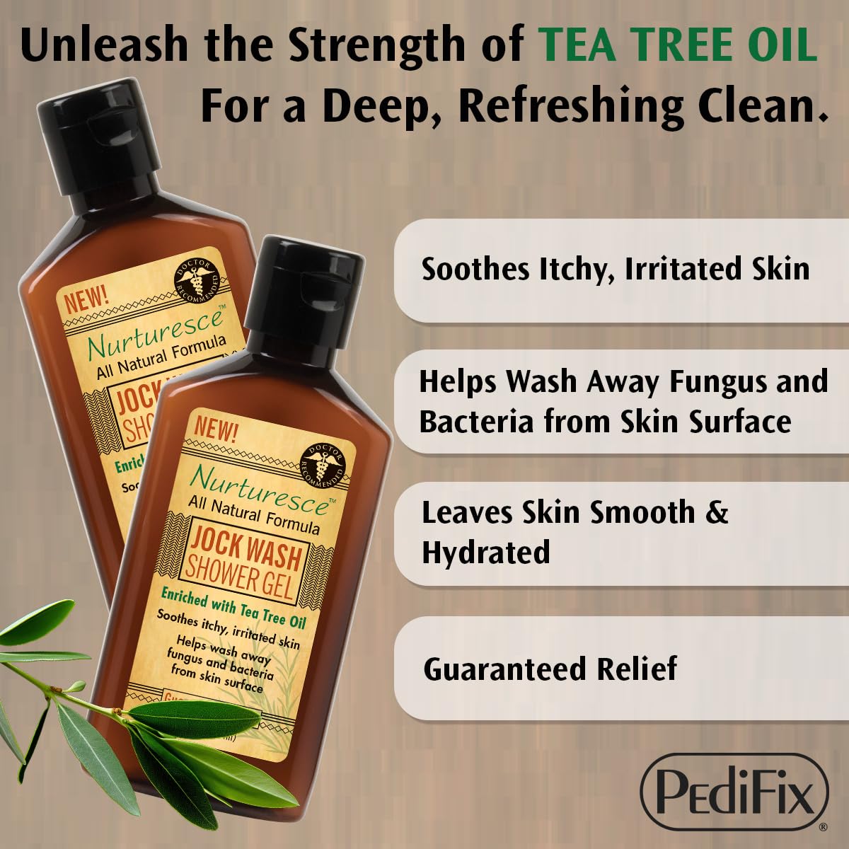 Pedifix Nurturesce Jock Wash Shower Gel, Tea Tree Oil, 6 fl oz