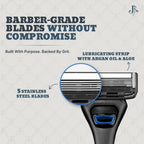 Jeremy's Razors for Men - Precision 5 Razor Blade Refills - 8 Cartridges (Fits All 2nd Gen Jeremy's Handles) - Precision Trimmer, Stainless Steel Design, Lubricating Strip - Men's Shaving Blades