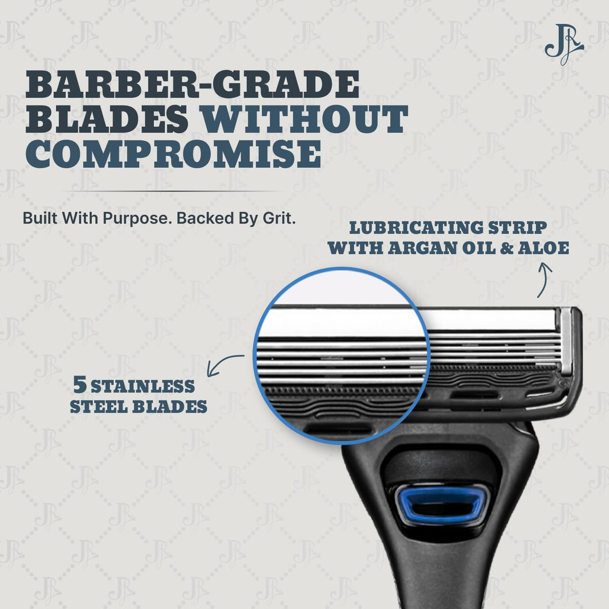 Jeremy's Razors for Men - Precision 5 Razor Blade Refills - 8 Cartridges (Fits All 2nd Gen Jeremy's Handles) - Precision Trimmer, Stainless Steel Design, Lubricating Strip - Men's Shaving Blades