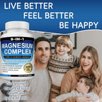 Magnesium Complex Supplement 8 Elemental 1000mg with Glycinate,Citrate for Muscle, Recovery, Stress, Energy, Bone Health, Vegan Non-GMO 180 Capsules, Magnesium Supplement for Women, Men, 2 Bottle