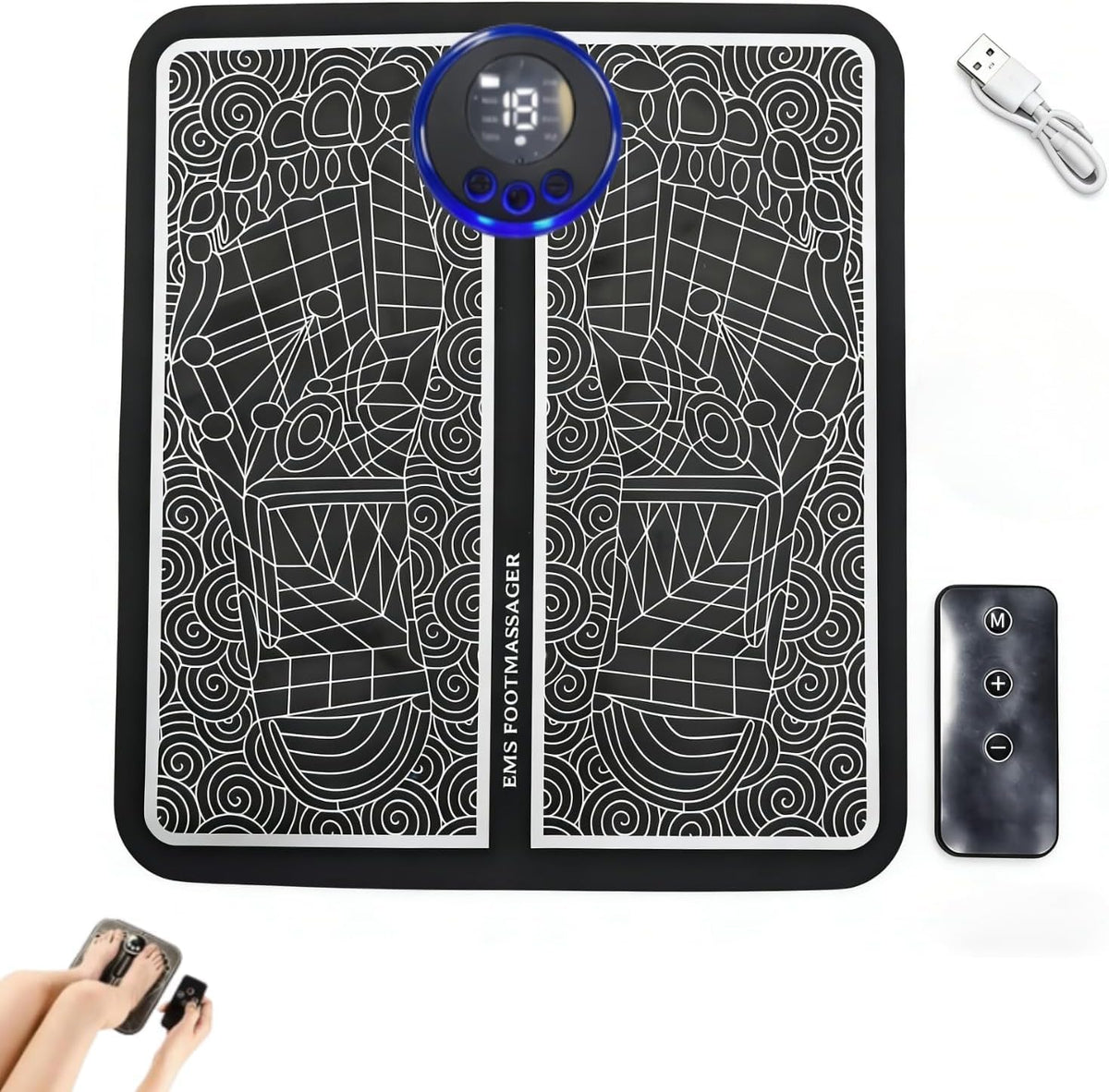 Foot Massager with Remote Control, Foot Stimulating Massage Mat Improves and Promotes Muscle Stimulator, 8 Modes 19 Levels, Foot Mat System for Pain Relief (KTR-4034)