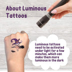 Partywind 10 Sheets Luminous Halloween Temporary Tattoos for Kids, Glow Halloween Decorations Birthday Party Favors Supplies, Halloween Fake Tattoos Goodie Bag Fillers Games Accessories for Party