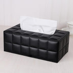 Buy now High-end Fashion PU Leather Tissue Box Holder Business Black, Rectangular Napkin Holder Drawer Paper Dispenser, Home Office Car Tissue Holder with Magnetic Bottom (Black Checkered) at indiglob india