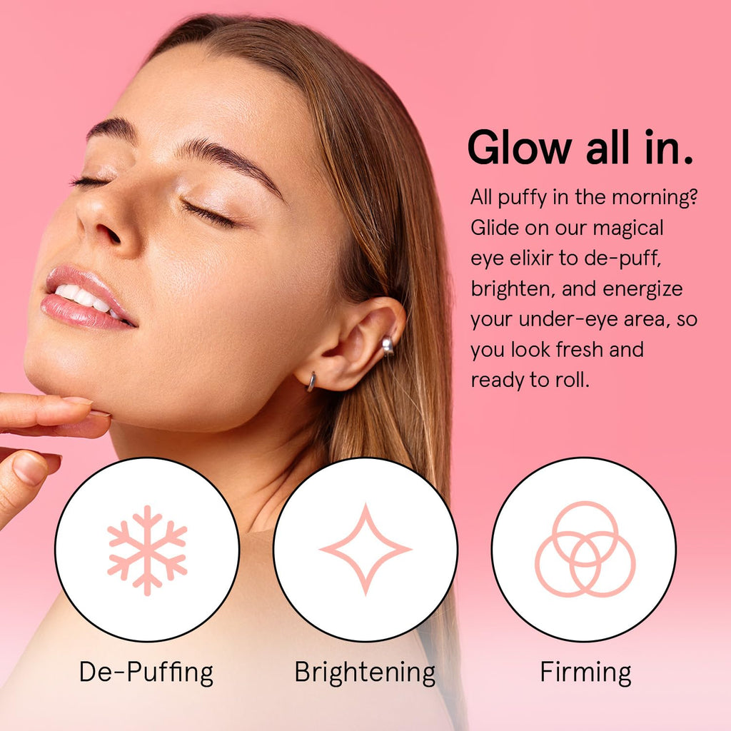 grace & stella Award Winning Under Eye Brightener Roller | Travel Size Toiletries - Retinol & Caffeine Eye Serum for Puffiness, Dark Circles, Wrinkles -Vegan Skincare (15ml / 0.51floz)