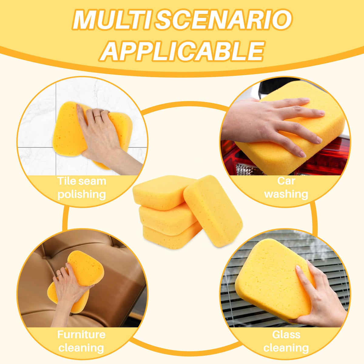 RAINFLOW Car Wash Sponge - 4PCS Large Sponge, Car Sponges for Washing