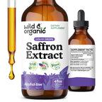 Wild & Organic Saffron Supplements 88.5 mg - Mood, Focus, Eye Support - 4oz | Saffron Extract Liquid Drops - Add to Tea - 5-Month Supply - Crocus Sativus Herb - Vegan, No Sugar & Alcohol-Free Tincture