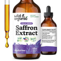 Wild & Organic Saffron Supplements 88.5 mg - Mood, Focus, Eye Support - 4oz | Saffron Extract Liquid Drops - Add to Tea - 5-Month Supply - Crocus Sativus Herb - Vegan, No Sugar & Alcohol-Free Tincture