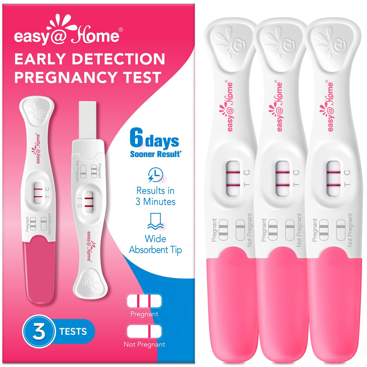 easy@Home Early Pregnancy Test: 6 Days Sooner Result* 10 MIU/mL Sensitivity
