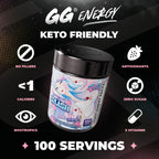 Gamer Supps GG Energy - Sakura Splash by Silvervale (100 Servings) - Keto Friendly Gaming Energy and Nootropic Blend, Sugar Free + Organic Caffeine + Vitamins + Immune Support, Powder Drink