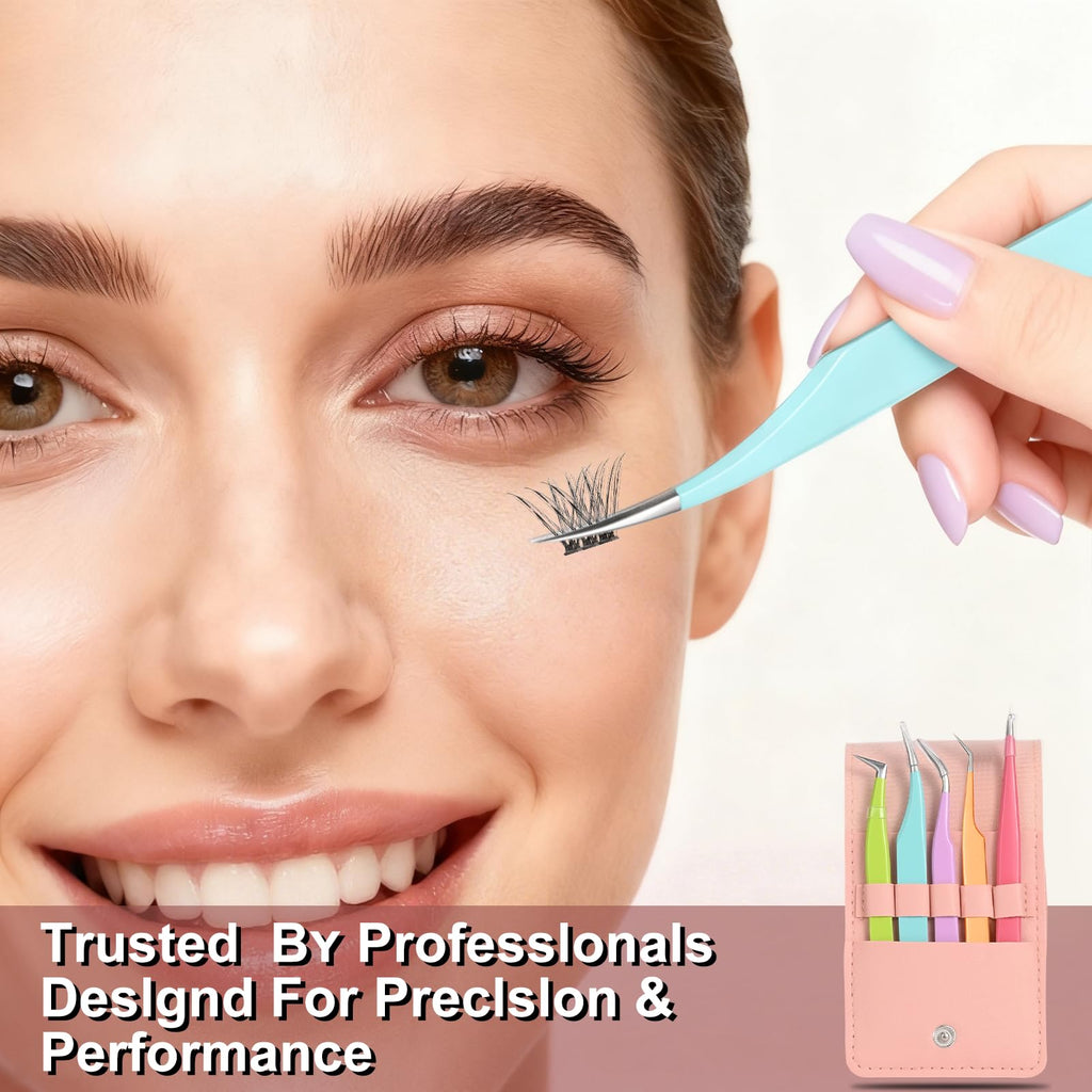 5pcs Eyelash Extension Tweezers High Precision，Straight and Curved Volume Lash Tweezers for Extensions，lash tweezers for eyelash extensions， Crafting， Girls Women Beginners