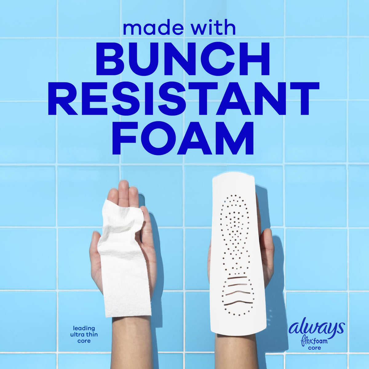 Always Infinity FlexFoam Pads for Women, Size 1, Regular Pad with Wings, Unscented, Up to Zero Feel, Zero Leaks, 60 Count
