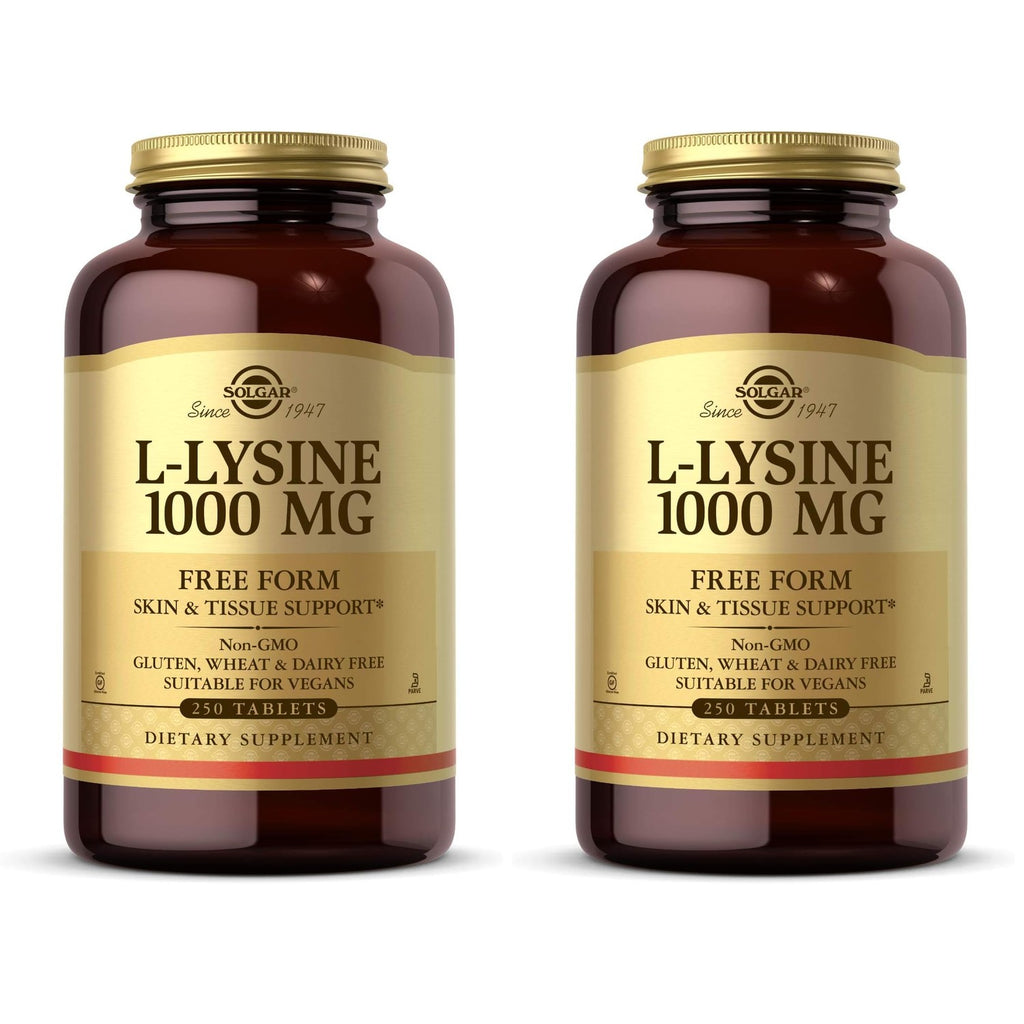 Solgar L-Lysine 1000 mg, 250 Tablets - Enhanced Absorption and Assimilation - Promotes Integrity of Skin and Lips - Collagen Support - Amino Acids - Non-GMO, Vegan, Gluten Free - 250 Servings