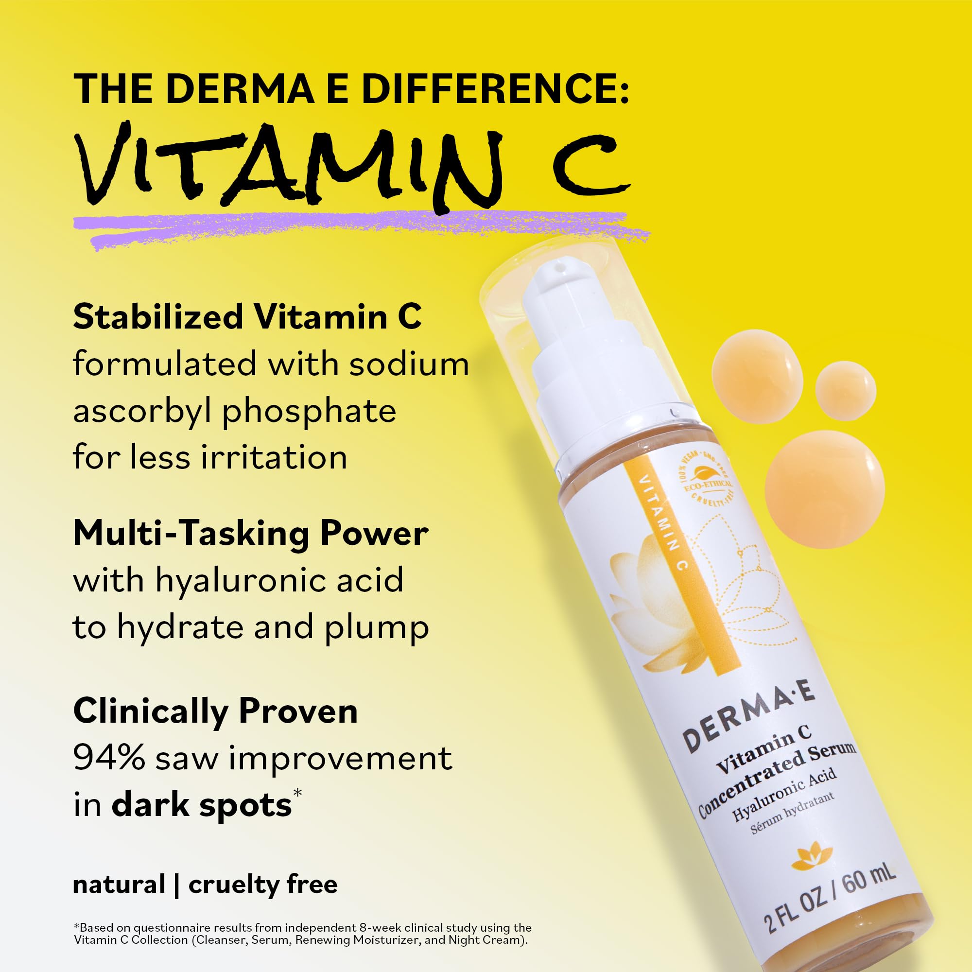 Buy now DERMA E Vitamin C Concentrated Serum, 2 Oz, with Hyaluronic Acid, Vitamin E & Aloe, All Natural, Antioxidant-Rich Concentrated Formula, Hydrating & Brightening Vitamin C Face Serum at indiglob india