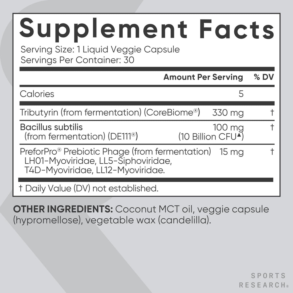 Sports Research® Tribiotic 3-in-1 Pre·Post·Probiotic, 30 Liquid Caps