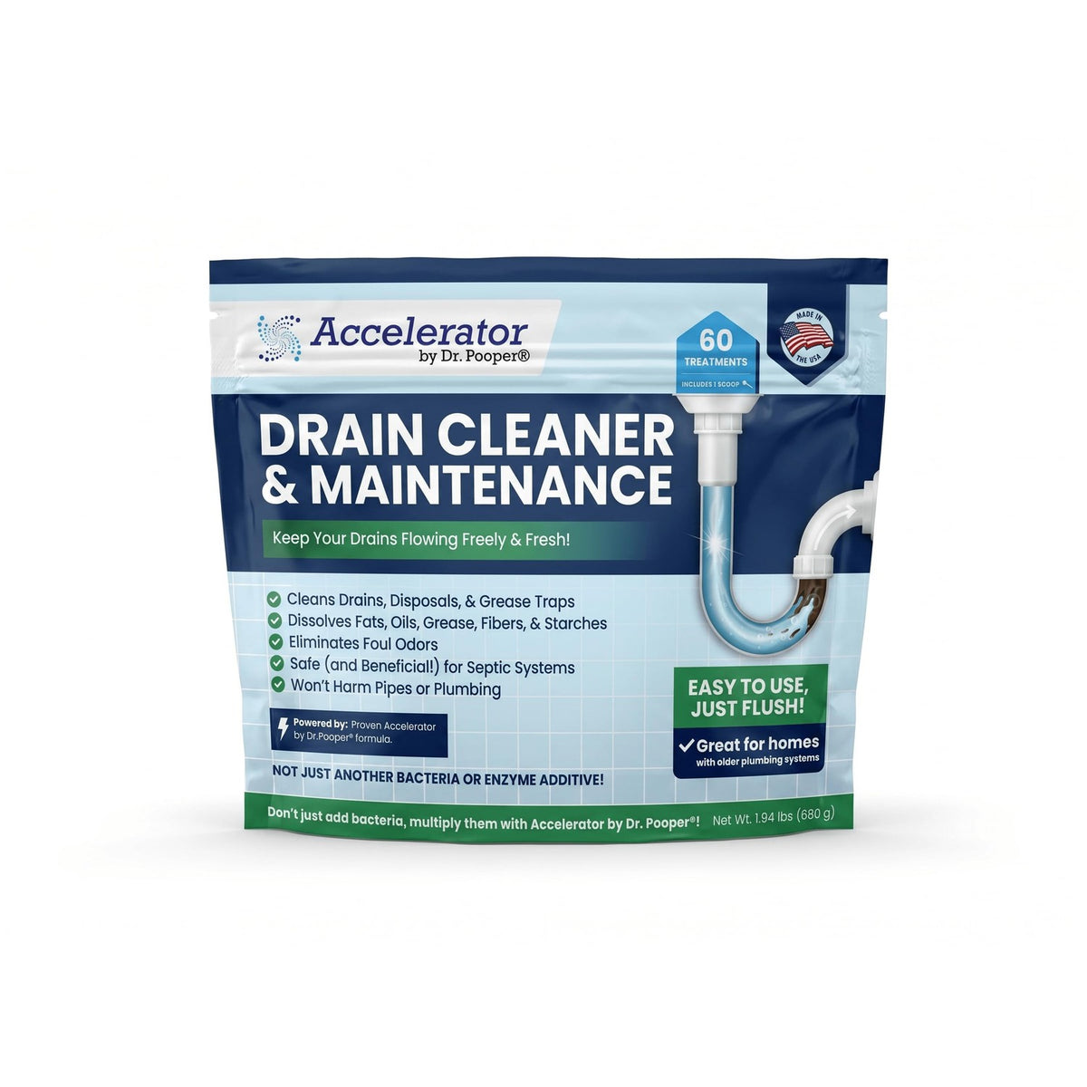 Dr. Pooper Drain Cleaner & Maintenance – Grease Trap & Pipe, Septic Safe