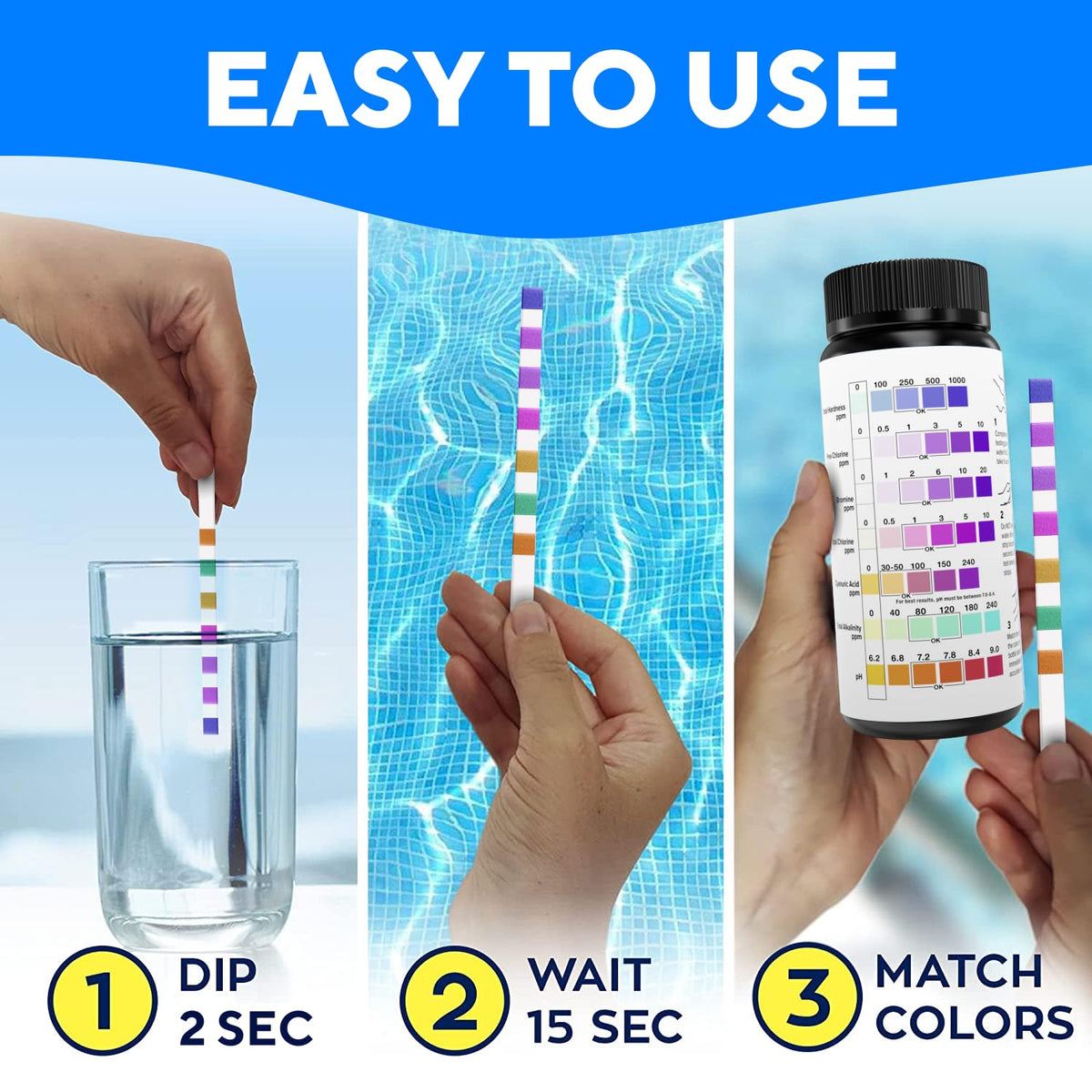 150 Pool Test Strips, Spa Test Strips for Hot Tub, 7 in 1 Water Kit