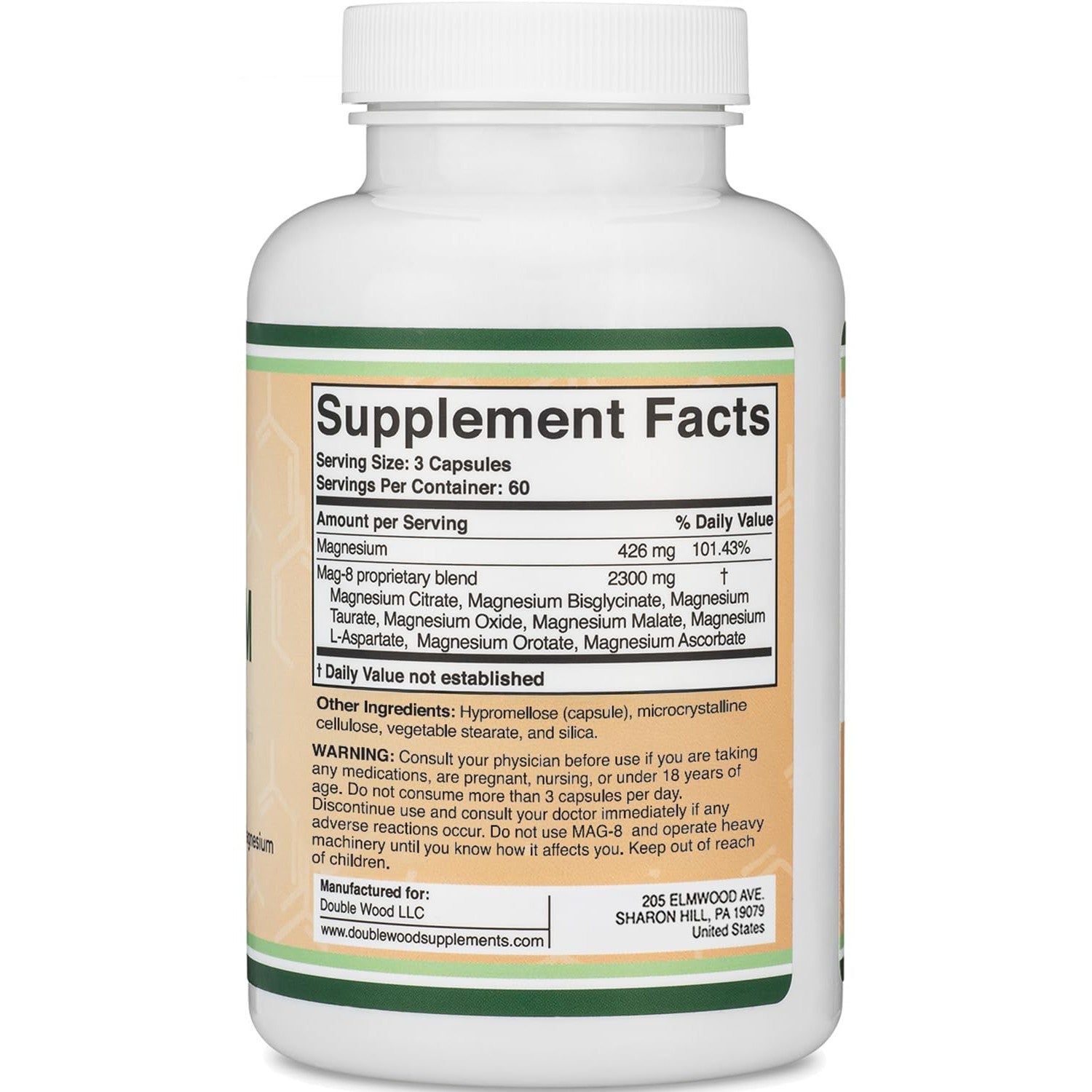 Magnesium Complex, 8 Forms, 426mg, Sleep, Muscle + Calm, 60 Servings | Sleep, Muscle + Calm Supplement, 8 Chelated Forms incl Bisglycinate + Taurate, True 100% DV, Take 3 Caps PM, Vegetarian