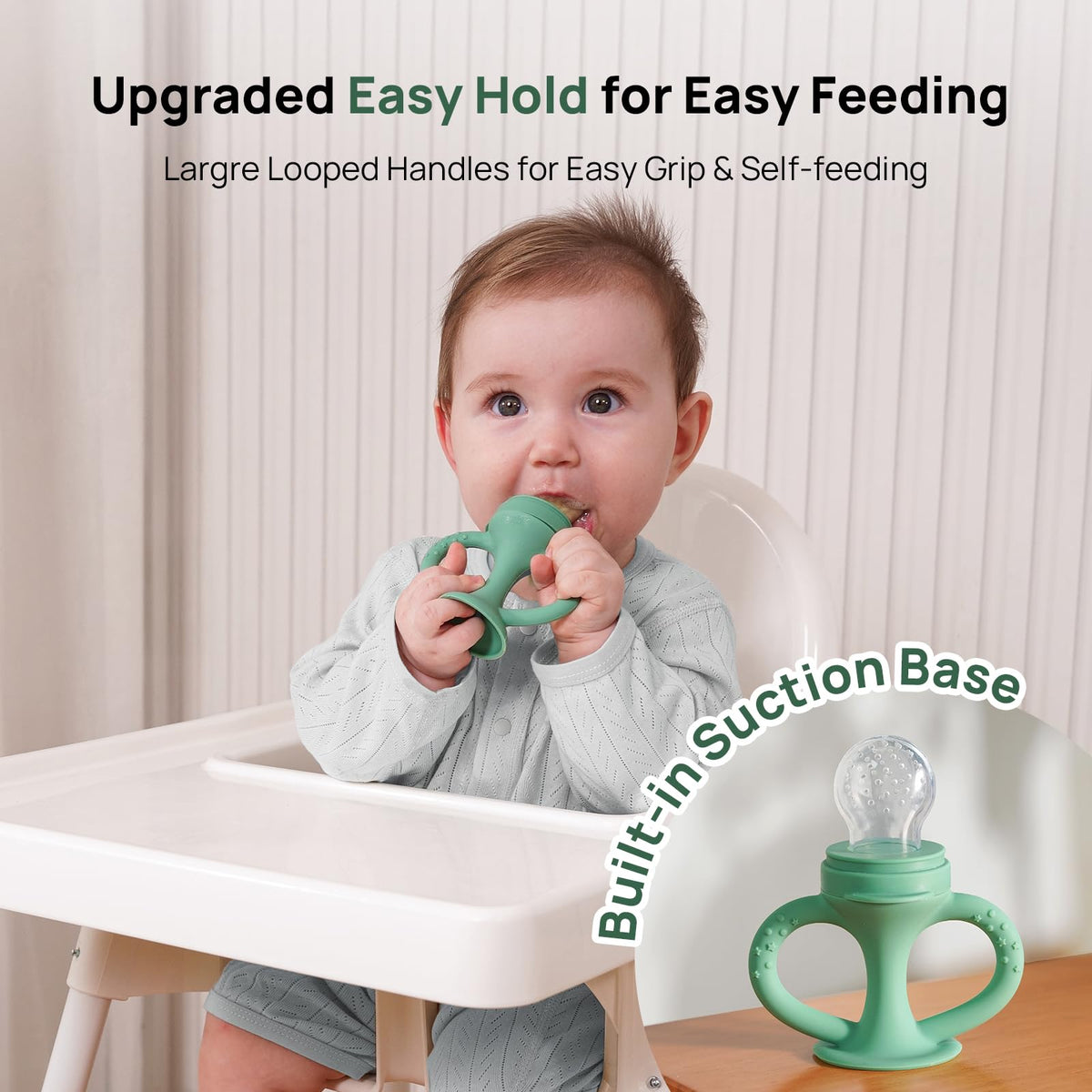 Papablic Easyhold Baby Fruit Food Feeder, Teething Relief & Frozen Teether
