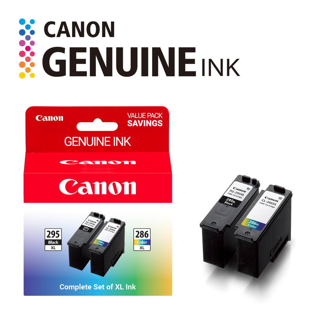 Canon PG-295XL/CL-286XL Genuine Ink Value Pack (2 Cartridges), Compatible with TR7120, TS6520, TS4320