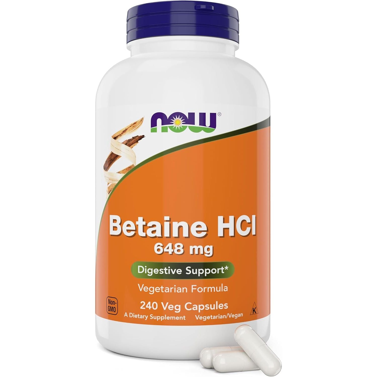Buy now NOW Foods Supplements, Betaine HCl 648 mg, Vegetarian Formula, Digestive Support*, 120 Veg Capsules 240 Count (Pack of 1) at indiglob india