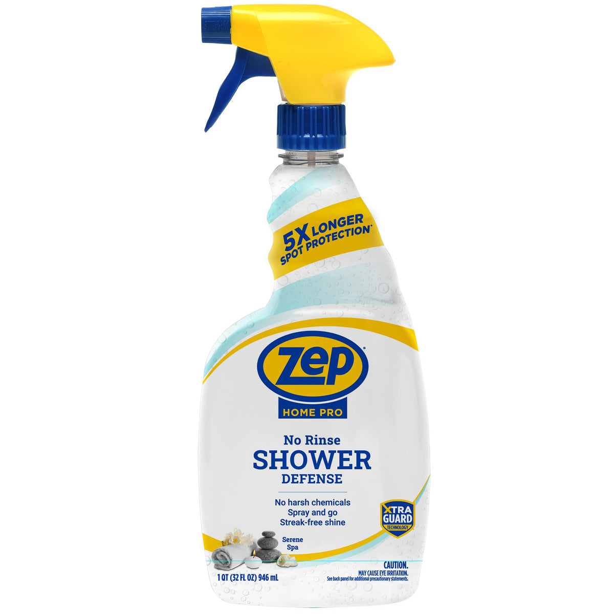 Zep Home Pro No Rinse Shower Defense, 32 Fl Oz Spray - R61006 - Streak-Free Shine, Serene Spa Fragrance, 5X Better Surface Protection