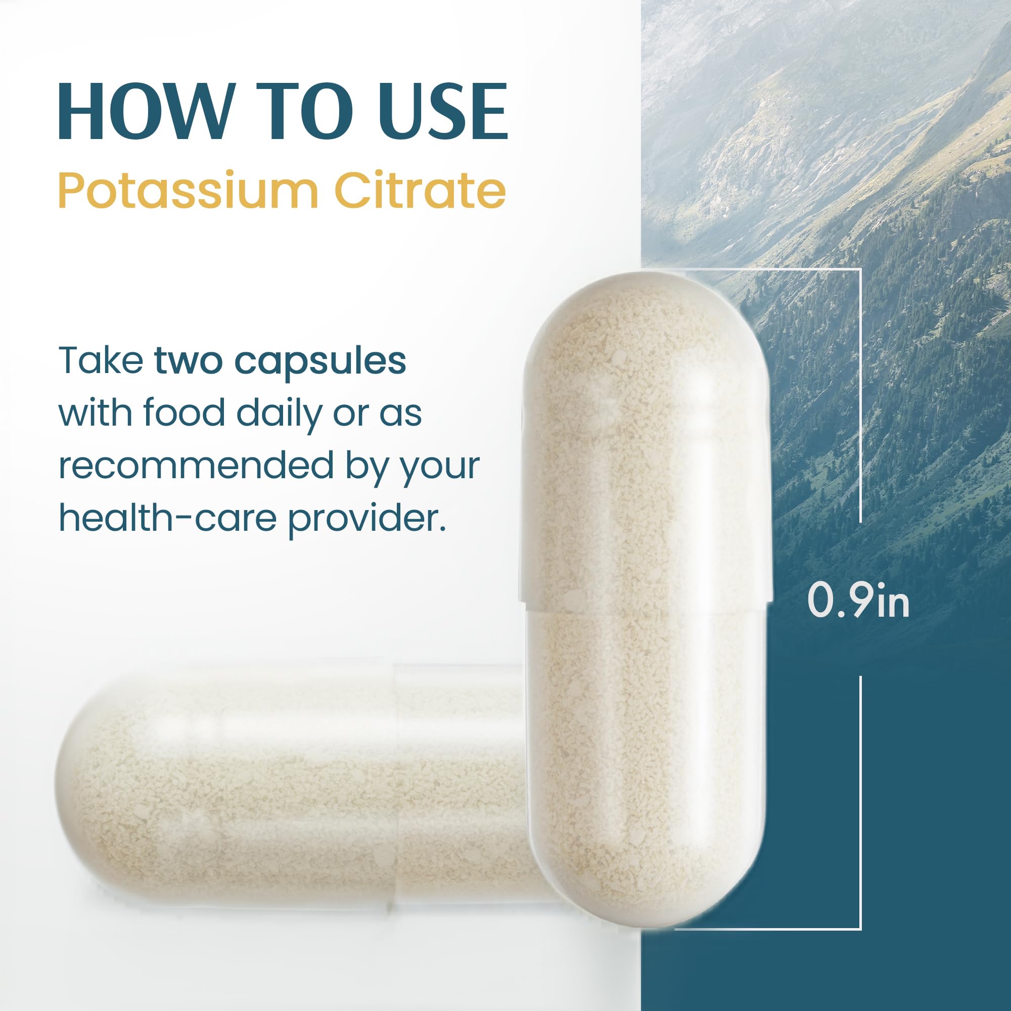 Vykee Nutrition Potassium Citrate Capsules Helps Electrolyte Balance 500 mg | Supplements for Electrolyte Balance, Muscle & Heart Health - Vegan, Non-GMO, Gluten Free - 500 mg, 120 Count