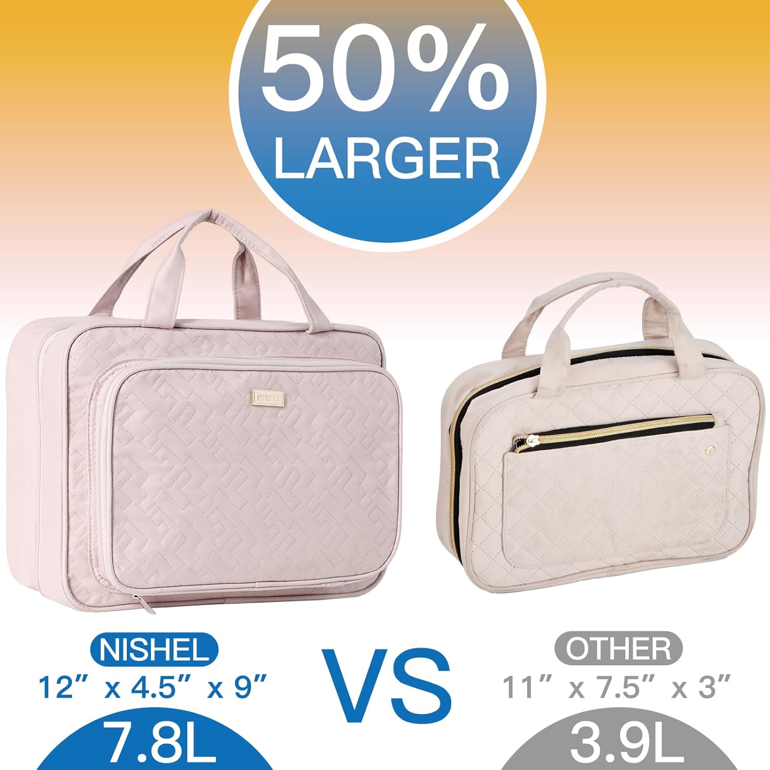 Buy now NISHEL Hanging Travel Toiletry Bag, Visible Makeup Organizer, Cosmetic Case for Journey Accessories, Bathroom Shower, Pink at indiglob india