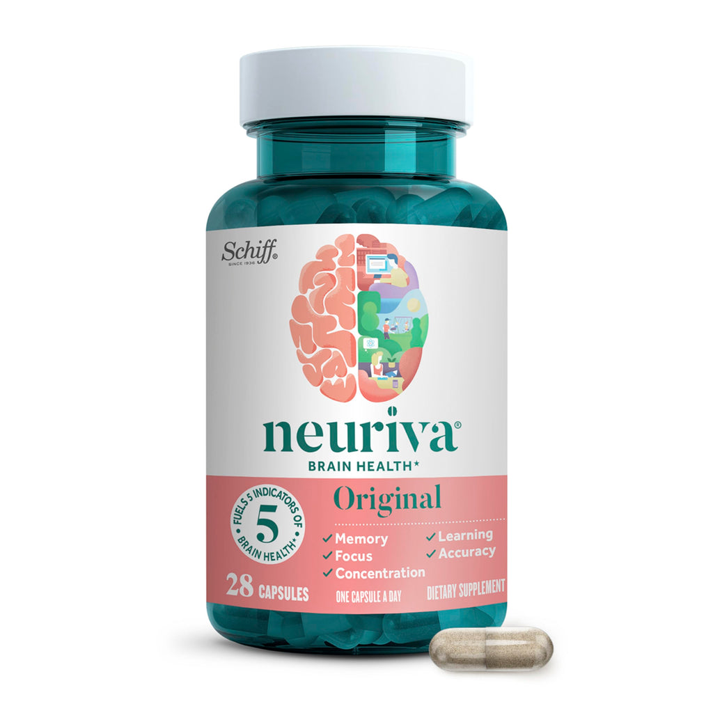 NEURIVA Original Brain Supplements - 28 Count Capsules | Brain Supplements for Memory and Focus, Phosphatidylserine, Neurofactor, Decaffeinated Nootropic, Clinically Tested
