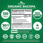 Zazzee USDA Organic Bacopa 30:1 Extract, 50% Bacosides, 120 Vegan Capsules
