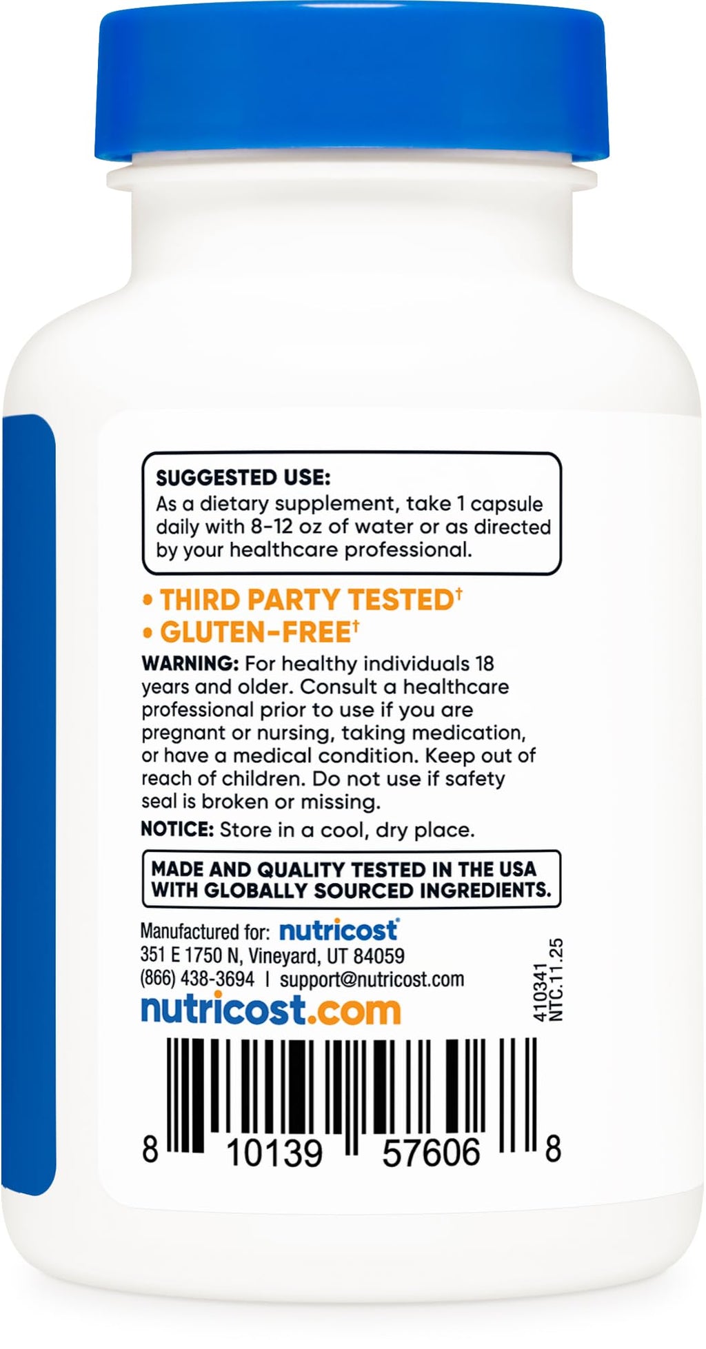 Nutricost Zinc Bisglycinate Supplement (50mg) 120 Vegan Capsules, GMO-Free