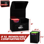Buy now Monster Protectors Magnetic XL Double Deck Box - Black, Holds 200 TCG Cards, Self-Locking Closure -Travel Compact & Portable - Compatible with Pokémon Trading Cards - Fits Standard & Small Size at indiglob india