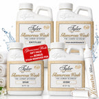 Kinara Tyler Glamorous Wash Liquid Laundry Detergent Gift Pack - Kinara Stain Remover Pen, For Washing Clothes, Linen, Lingerie, Expensive Fabric, Sheets - Pack of 4-4 fl oz each