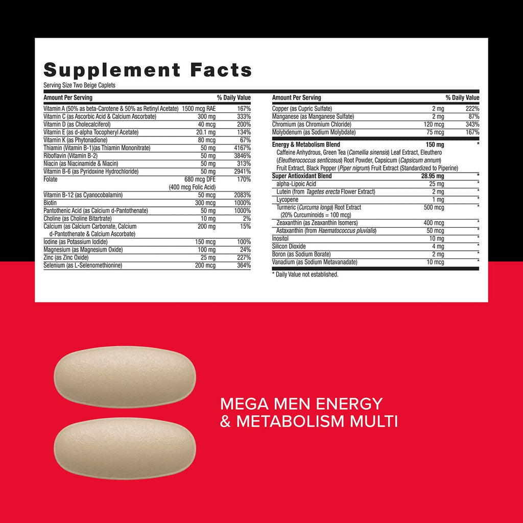 Buy now GNC Mega Men Energy and Metabolism Vitapak Program, Convenient, Complete Nutrition, 5 Products in 1 Packet, Calorie Burn, Thermogenic, 300mg Caffeine, 30 Daily Packs at indiglob india