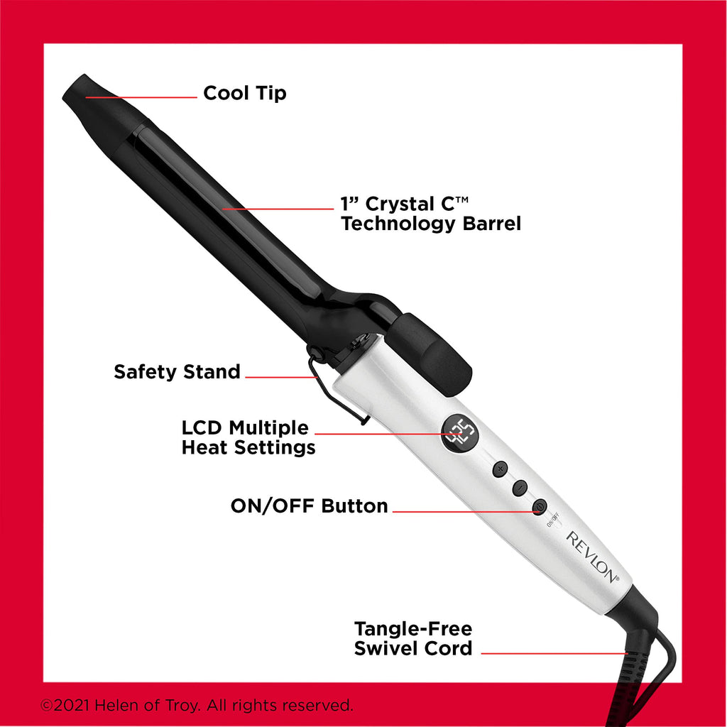 Buy now Revlon Crystal C + Ceramic Hair Curling Iron | Long-Lasting Shine and Less Frizz, (1 in) at indiglob india
