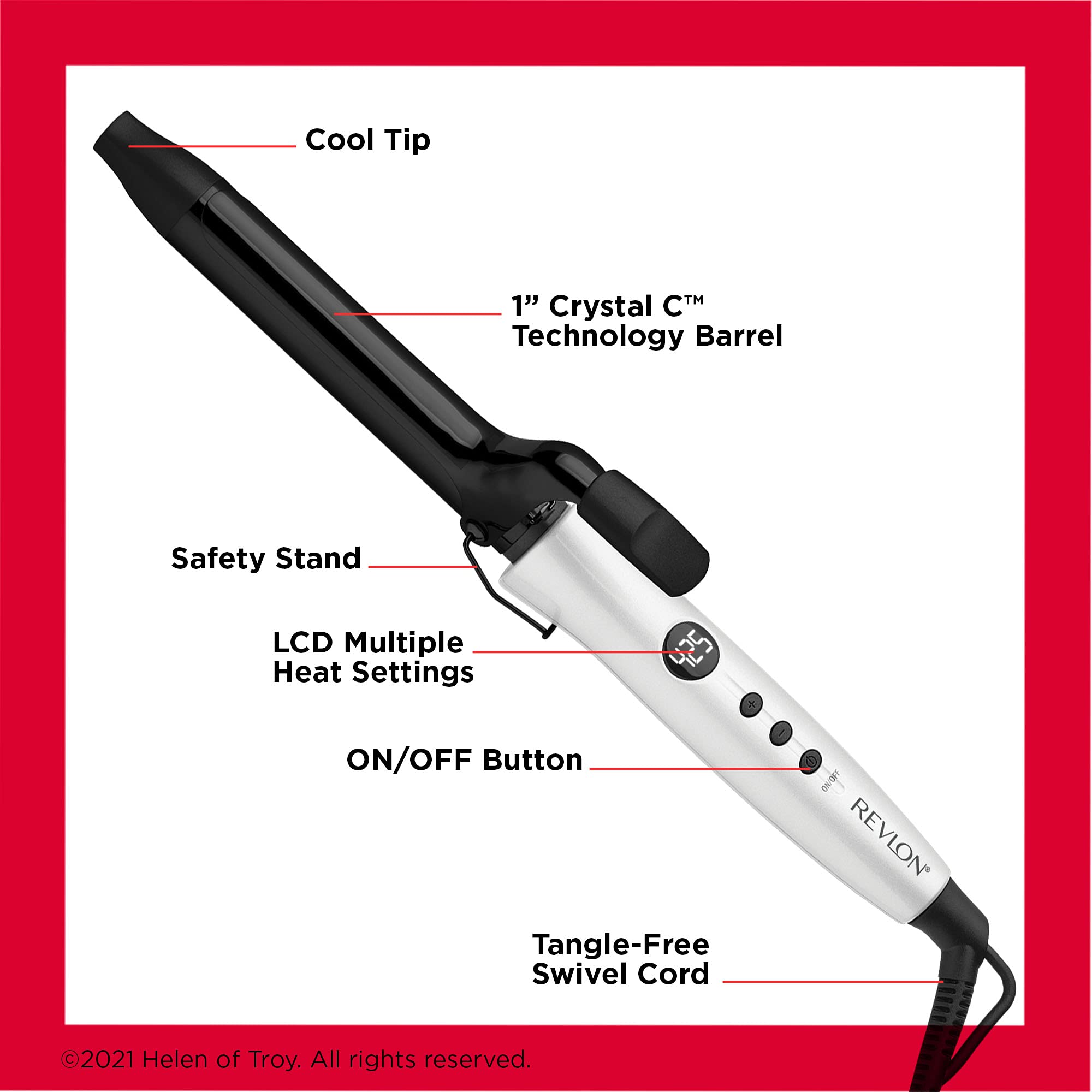 Buy now Revlon Crystal C + Ceramic Hair Curling Iron | Long-Lasting Shine and Less Frizz, (1 in) at indiglob india