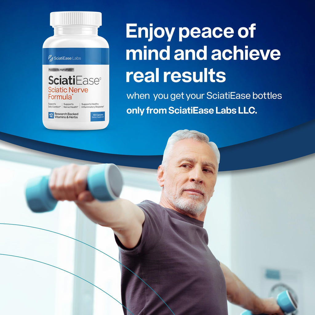 SciatiEase Sciatic Nerve Health Support Supplement - Nerve Support Formula with AlphaPalm, Pea, Vitamin B Complex, Alpha Lipoic Acid 300mg - 120 Capsules