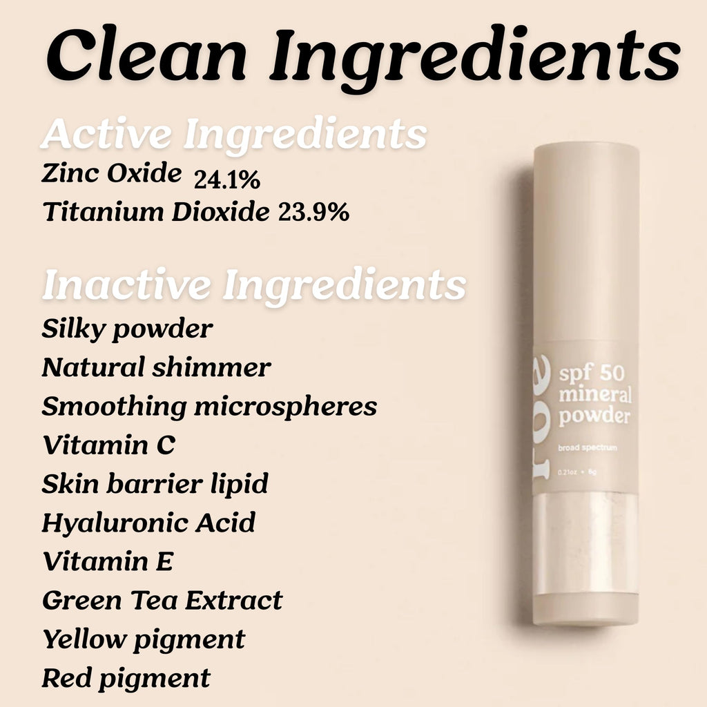 Roe Wellness- SPF 50 Powder Sunscreen Mineral-Based, Non-Toxic Brush-on For Kids, Adults & Babies | For Scalp, Face & Body (Reef Safe)