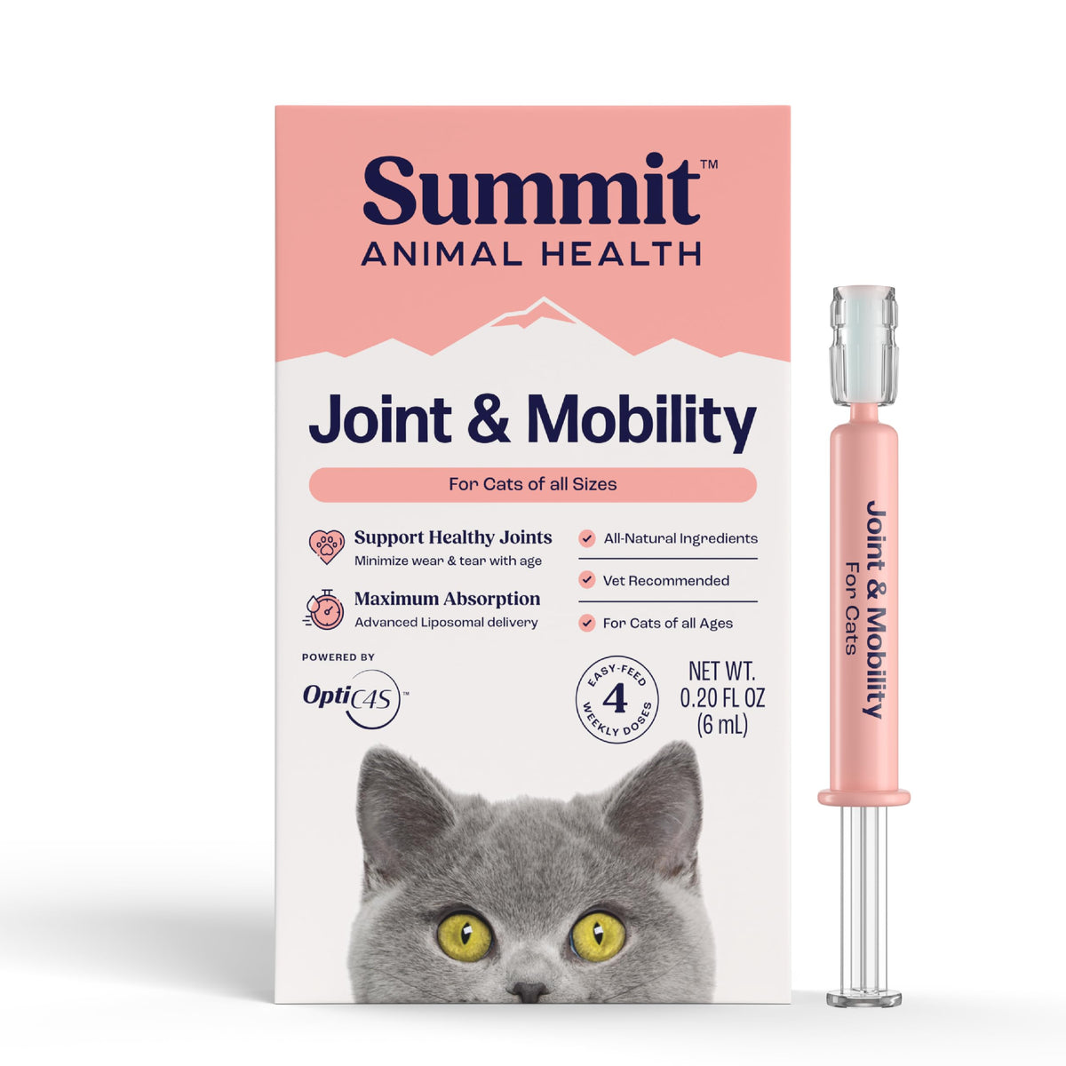 Summit Feline Pain Relief Supplement Inflammation Hip & Joint Support Vitamin for Cats - Natural Chrondroitin with Liposomal Delivery for Arthritis - Drug Free - All Ages