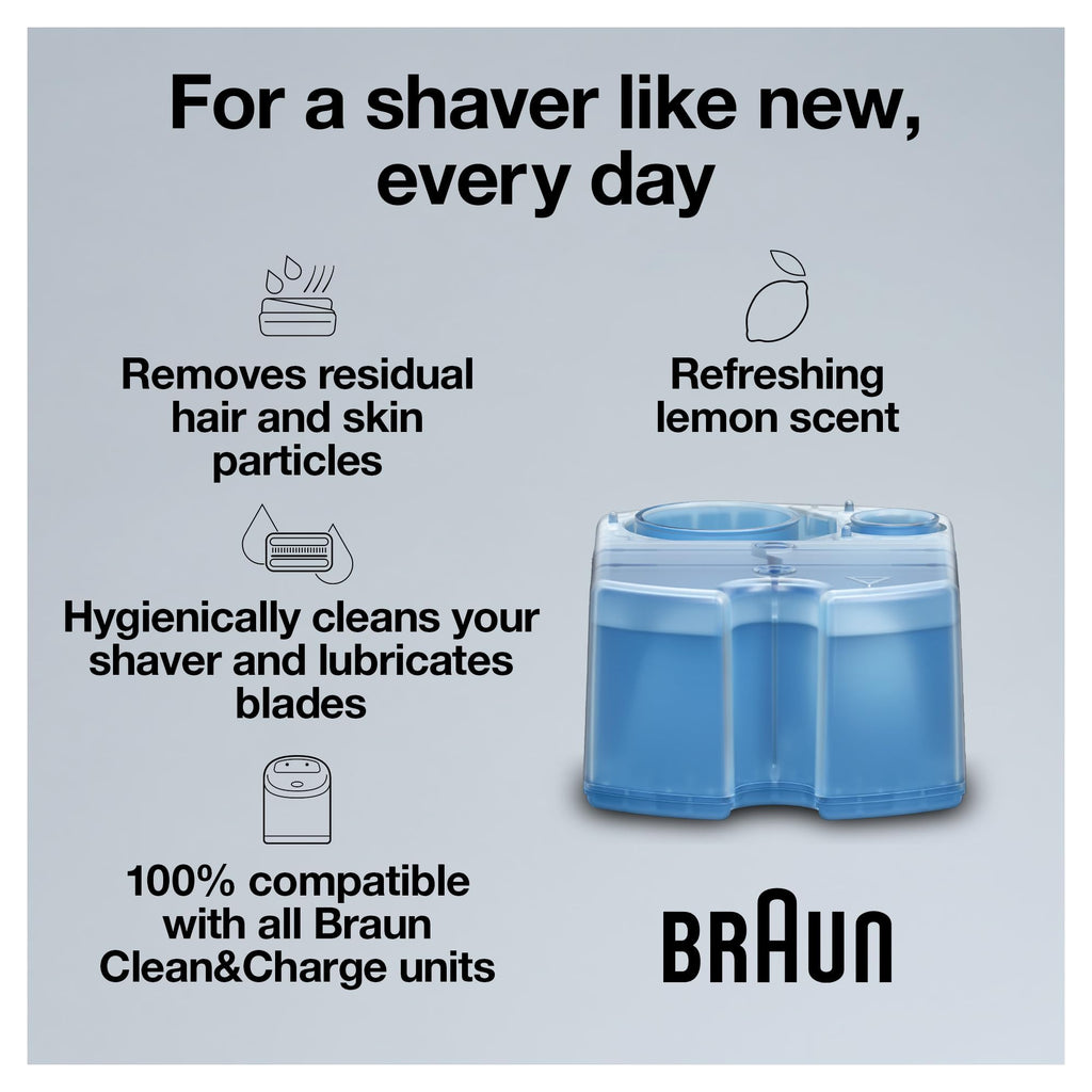 Braun Clean & Renew Refill Cartridges CCR, Replacement Shaver Cleaner Liquid Solution for Clean&Charge System, Pack of 10