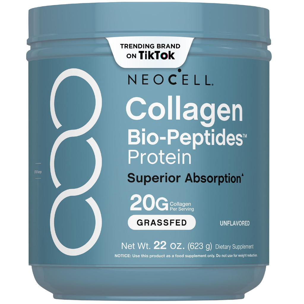 NeoCell Collagen Bio-Peptides Powder | 10oz | Super Hair, Skin, and Nails | Superior Absorption | Grassfed Protein Supplement | Advanced with 18 Essential Amino Acids