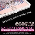 Premium imported medium almond nail tips, 600pcs in soft gel. Perfect for professional and personal nail art projects.