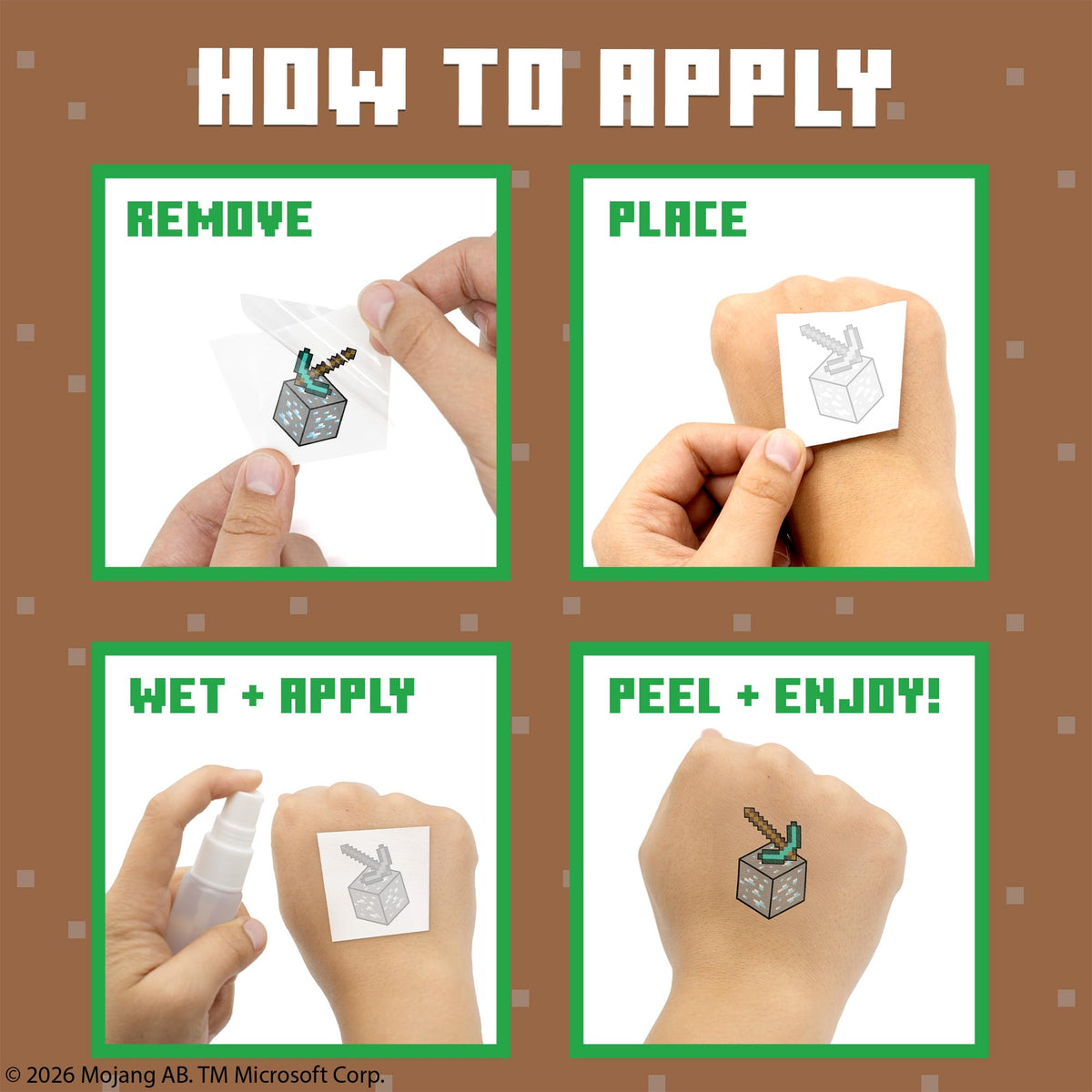 Minecraft Temporary Tattoos for Kids (200 pack). Made in the USA w Certified Safe Ink. Birthday Party Supplies and Party Favors Kit. Bulk Temporary Tattoos Stickers Set for Girls and Boys.