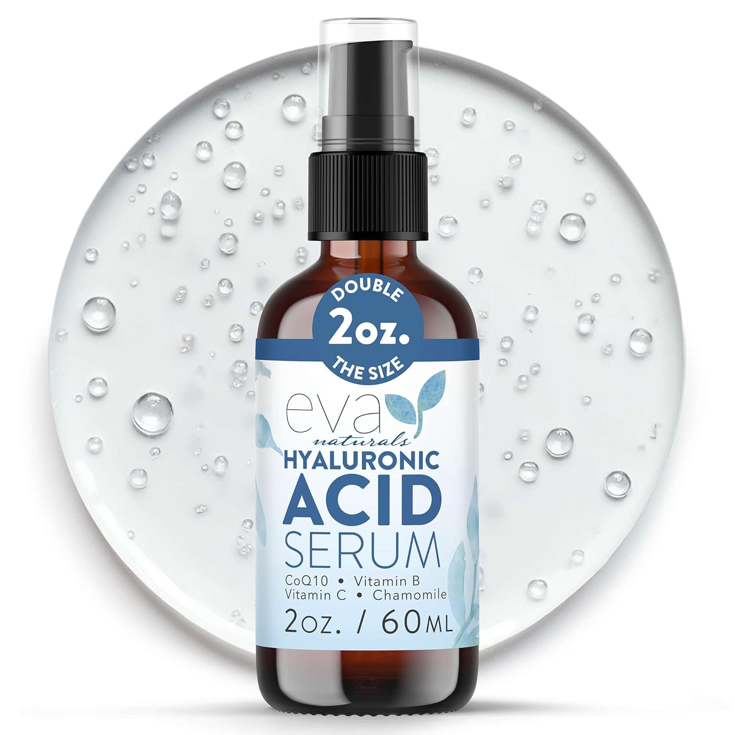 Buy now Eva Naturals Hyaluronic Acid Serum for Face â€“ Pure Facial Gel with Natural Moisturizing Factors + HA â€“ Anti-Aging Face Serum for Wrinkles, Fine Lines, Dry Skin, Lifted Glow â€“ 2 oz at indiglob india