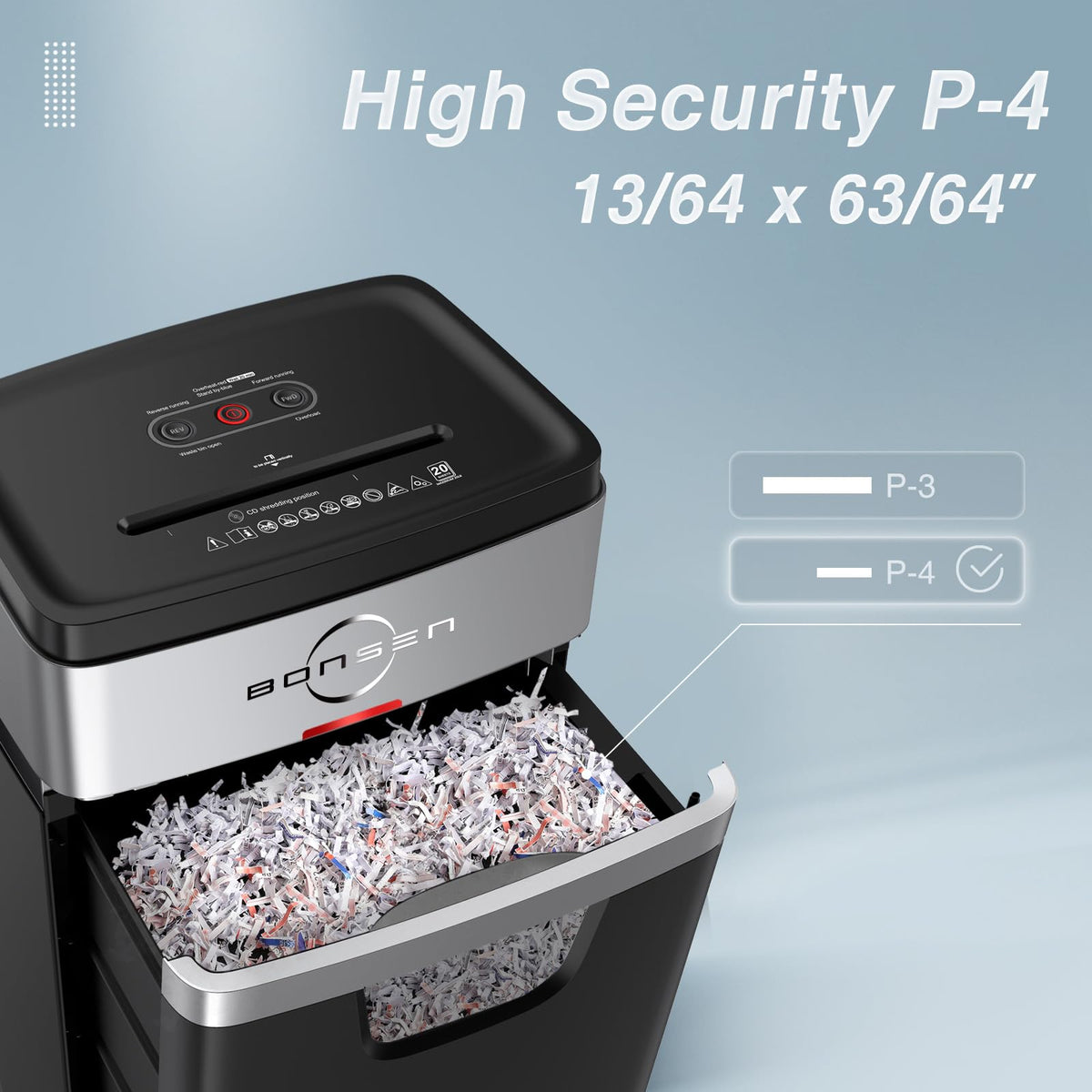 BONSEN 20-Sheet Cross-Cut P-4 High Security Heavy Duty Paper Shredder
