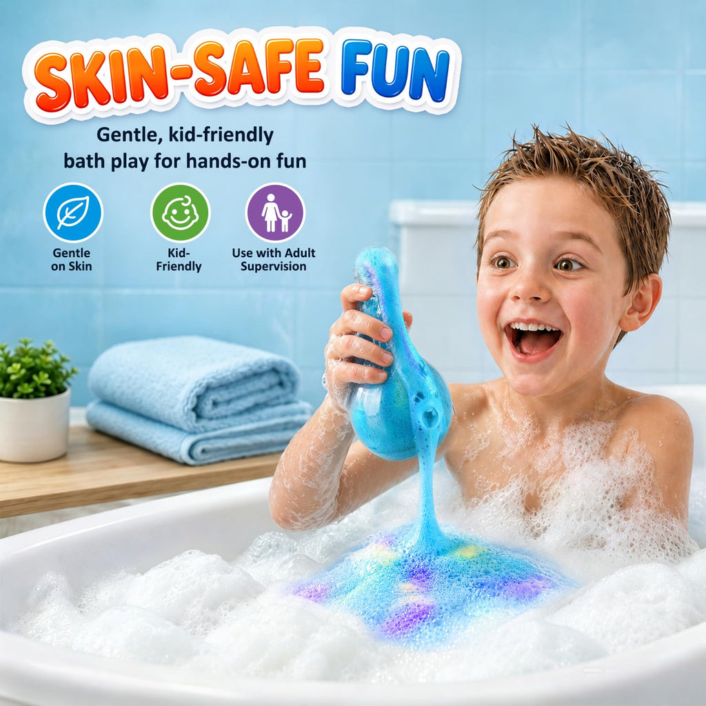 Bubble Bath Potion Kit for Kids, 4Pcs Fizzing Bath Bombs with Colorful Foam