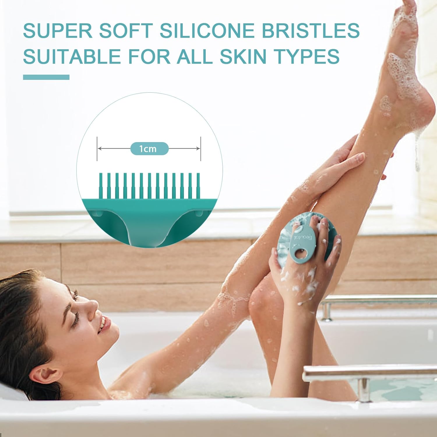 Buy now Silicone Body Scrubber Shower Bath Wash Brush Gentle Exfoliating Scrub Cleansing Loofah for Women Men Baby Sensitive Skin, Easy to Clean, Lather Nicely, More Hygienic, 1 Pack, Cyan at indiglob india