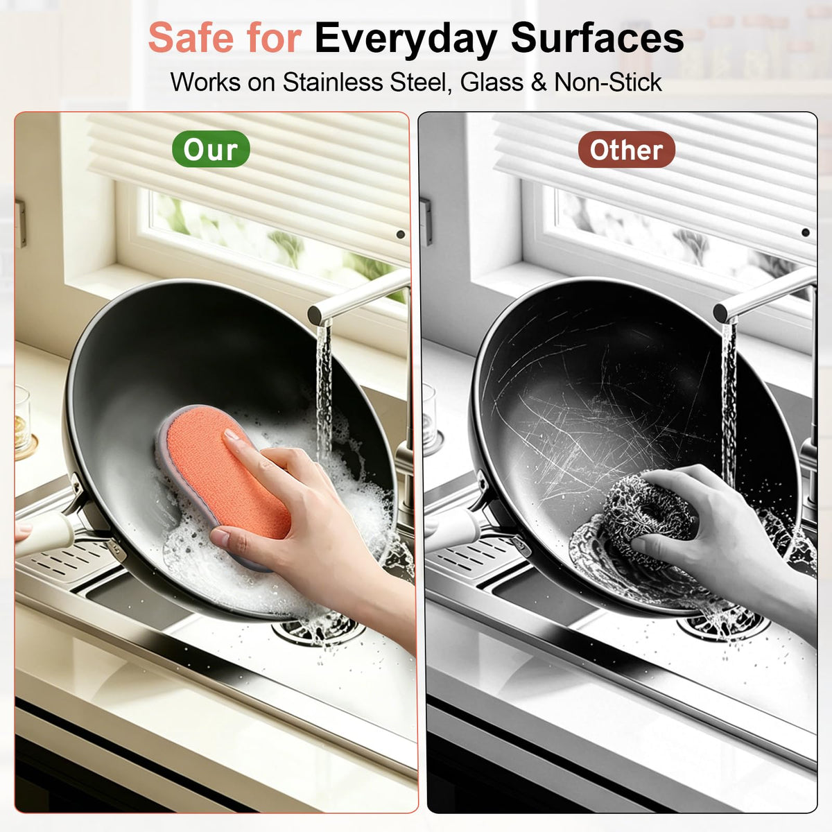 Kitchen Sponges for Washing Dishes, 1 Inch Thick Dual-Sided Dish Sponge